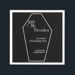 RIP 20s Gothic 30th Birthday Party Zwart-wit Servet<br><div class="desc">Dit is een modern, RIP 20s, gothic 30th verjaardagsfeestje ontwerp. Dit eenvoudige RIP 20s-ontwerp, is in klassiek zwart-wit met stijlvolle typografie en kist / kistvorm. De sjabloon is ingesteld voor u om eenvoudig jouw naam verjaardagsfeestgegevens toe te voegen. Perfect voor een cool en leuk, RIP 20s gothic, thema, 30e verjaardagsfeestje....</div>