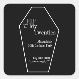RIP 20s Gothic 30th Birthday Party Zwart-wit Vierkante Sticker