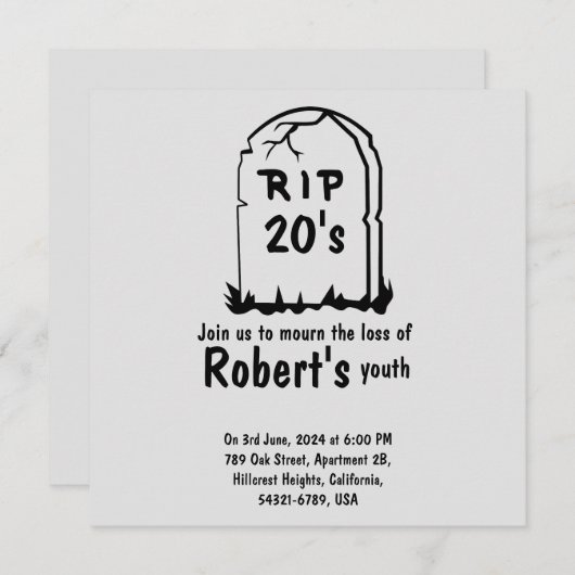 Rip 20's grappige 30e verjaardag kaart (Voorkant / Achterkant)