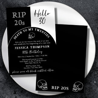 RIP 20s Hallo 30 Grafsteen Schedel 30ste Verjaarda Kaart