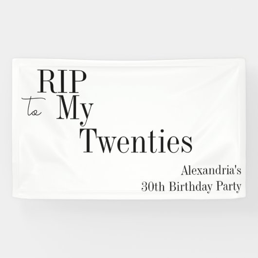 RIP 20s Minimal 30th Birthday Party Spandoek (Horizontaal)