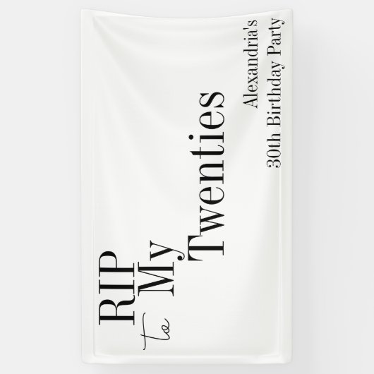 RIP 20s Minimal 30th Birthday Party Spandoek (Verticaal)