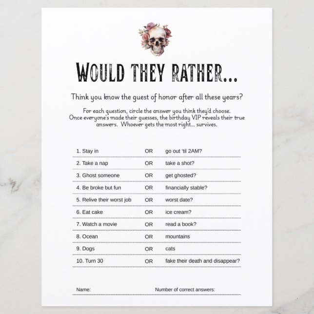 RIP 20s Party Game, Zouden ze liever een spelblad  (Voorkant)