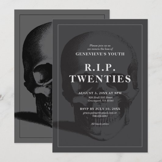 RIP 20's RIP Twintigers RIP Jeugd Afscheidsfeest Kaart (Voorkant / Achterkant)