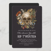 RIP 20s schedel Floral 30th Birthday Party Kaart (Voorkant / Achterkant)