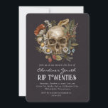 RIP 20s schedel Floral 30th Birthday Party Kaart<br><div class="desc">RIP 20s schedel Bloemen Paddestoel Botanische 30e Verjaardagsfeest</div>