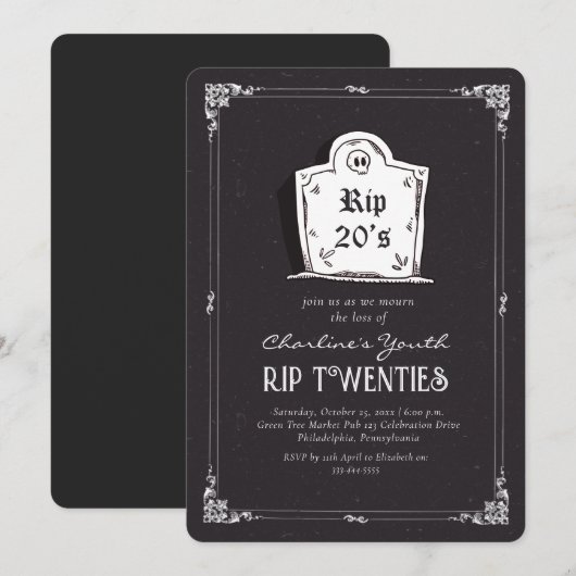 RIP 20s schedel Zwart 30ste verjaardag Party uitno Kaart (Voorkant / Achterkant)