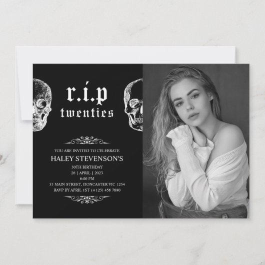RIP 20s Twenties Funeral Skull 30th Birthday Foto Kaart (Voorkant)