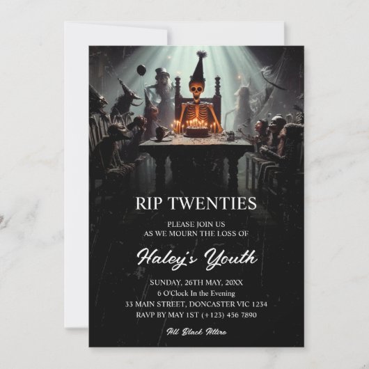 RIP 20s Twenties Grappig skelet 30e verjaardag Kaart (Voorkant)