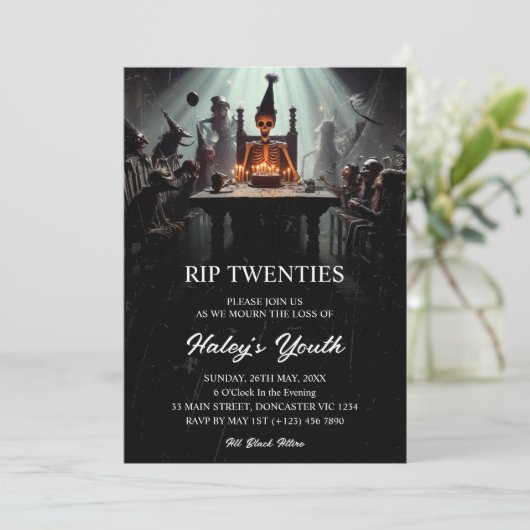 RIP 20s Twenties Grappig skelet 30e verjaardag Kaart (Staand voorkant)