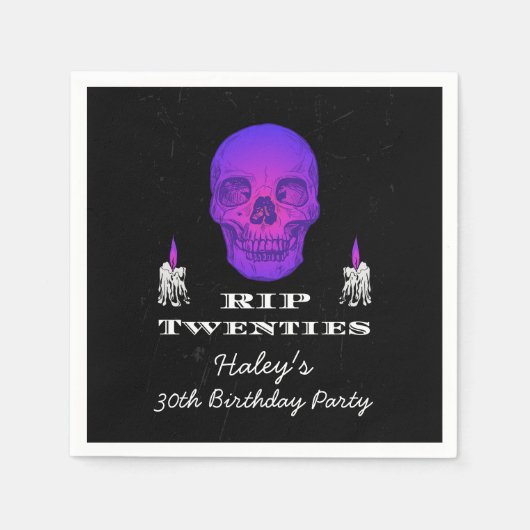 RIP 20s Twenties Paarse schedel Gotische 30e Verja Servet (Voorkant)