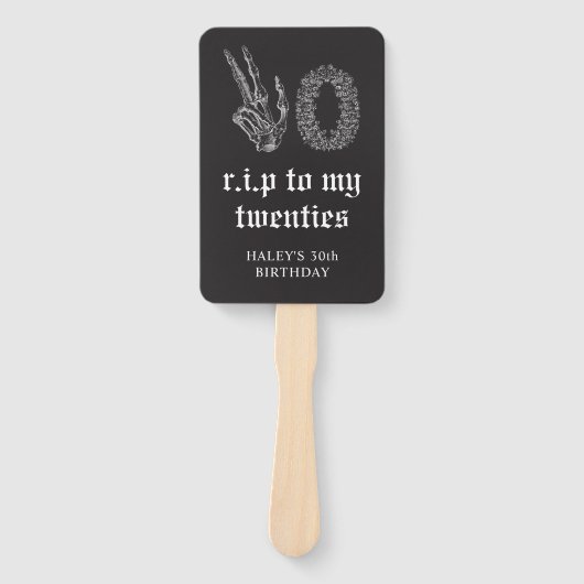 RIP 20s Twenties Skelet Begrafenis 30e verjaardag Handwaaier (Voorkant)