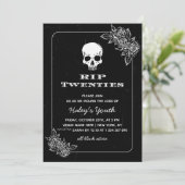RIP 20s Twenties Skull Floral Black 30ste verjaard Kaart (Staand voorkant)