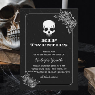 RIP 20s Twenties Skull Floral Black 30ste verjaard Kaart
