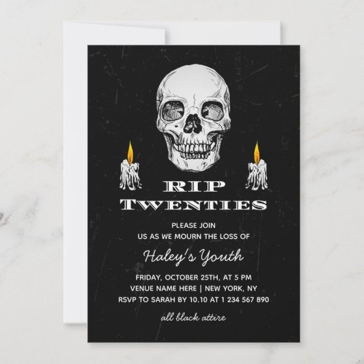 RIP 20s Twenties Skull Gothic Black 30e verjaardag Kaart (Voorkant)