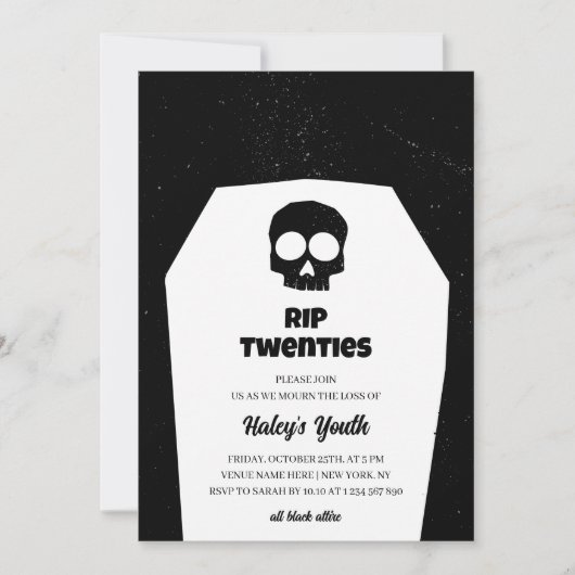 RIP 20s Twenties Skull Gothic Black 30e verjaardag Kaart (Voorkant)