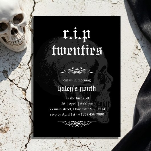RIP 20s Twintiger Gothische Schedel Funeral 30e Ve Kaart