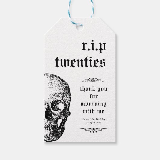 RIP 20s Twintigers Funny Grafsteen 30e Verjaardag Cadeaulabel (Voorkant)