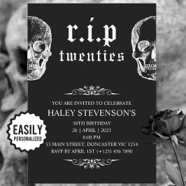 RIP 20s Twintigers Grappige Schedel Begrafenis 30e Kaart