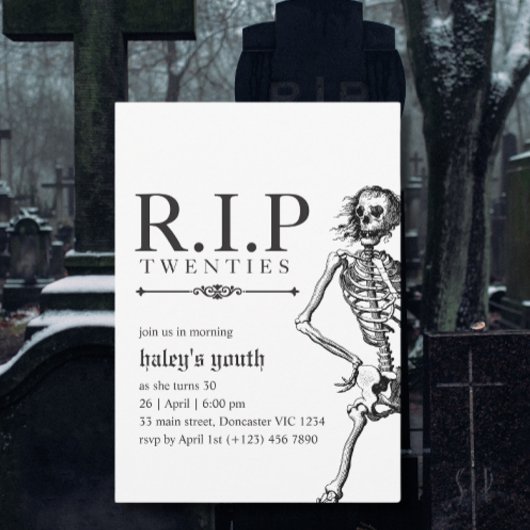 RIP 20s Twintigers Grappige Schedel Begrafenis 30e Kaart