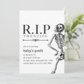 RIP 20s Twintigers Grappige Schedel Begrafenis 30e Kaart (Staand voorkant)