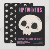 RIP 20s Zwart Roze Grappige Schedel 30e Verjaardag Kaart (Voorkant / Achterkant)
