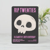 RIP 20s Zwart Roze Grappige Schedel 30e Verjaardag Kaart (Staand voorkant)