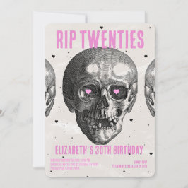 RIP 20s Zwart Roze Grappige Schedel 30e Verjaardag Kaart