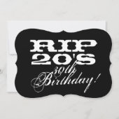 RIP 20's zwarte 30e Verjaardagsfeestuitnodigingen Kaart (Voorkant)