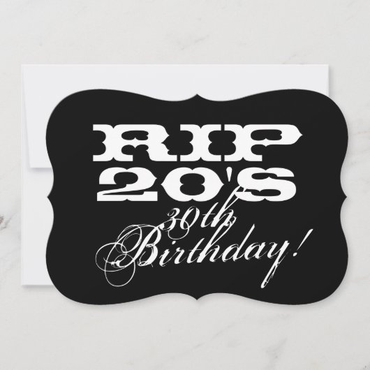 RIP 20's zwarte 30e Verjaardagsfeestuitnodigingen Kaart (Voorkant)