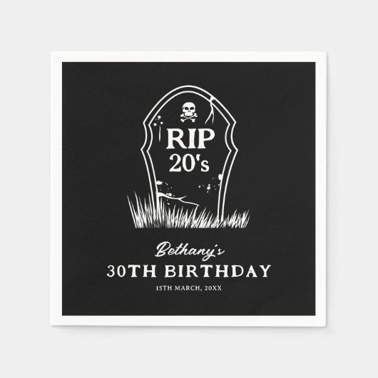 RIP 20s Zwarte Witte 30e verjaardag Partij Servet (Voorkant)