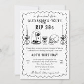 RIP 30e Doodle Scribble Begrafenis 40e Verjaardag Kaart (Voorkant)