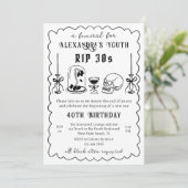 RIP 30e Doodle Scribble Begrafenis 40e Verjaardag Kaart (Staand voorkant)