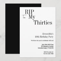 RIP 30s 40ste verjaardag Minimalistisch feestje