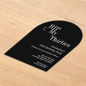 RIP 30s 40th Birthday Black and White Party Acryl Uitnodigingen (Laagn)