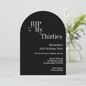 RIP 30s 40th Birthday Black and White Party Kaart (Staand voorkant)