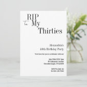 RIP 30s 40th Birthday Minimal Party Kaart (Staand voorkant)