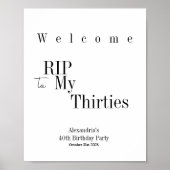RIP 30s Party 40th Birthday Welcome Poster (Voorkant)
