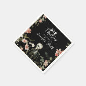 RIP 30s Skeleton Roze Bloemen 40e Verjaardagsfeest Servet (Hoek)
