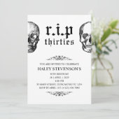 RIP 30s Twintigers Grappige Funeral Schedel 40e Ve Kaart (Staand voorkant)