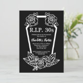 Rip 30s Zwart Rozen Kist 40e Verjaardagsfeestje Kaart (Staand voorkant)