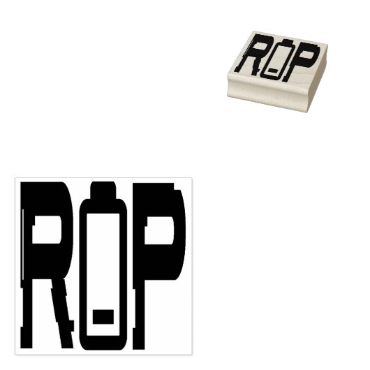 RIP Batterij Hout Art Stamp Rubberstempel (Gestempeld)