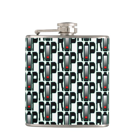 RIP batterij vinyl verpakt kolf Heupfles (Voorkant)