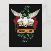 RIP-boviale schedels Halloween uitnodigen met bloe Uitnodiging Briefkaart (Voorkant)