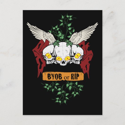 RIP-boviale schedels Halloween uitnodigen met bloe Uitnodiging Briefkaart (Voorkant)
