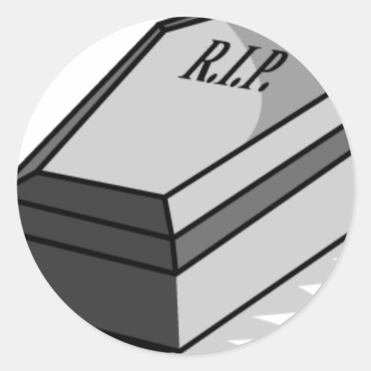 RIP Coffin Ronde Sticker (Voorkant)