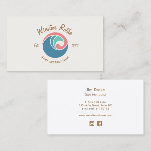 Rip Curl Wave Logo Surfinstructeur Visitekaartje (Voorkant / Achterkant)