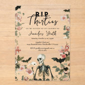 RIP Dertiger Black Skeleton 40ste verjaardagsfeest Acryl Uitnodigingen (Voorkant)