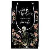 RIP Dertiger Roze Bloemen Skelet 40ste Verjaardag Klein Cadeauzakje (Voorkant)
