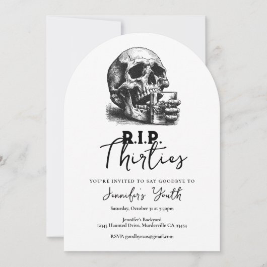 RIP Dertiger Schedel 40ste Verjaardagsfeest Kaart (Voorkant)